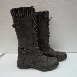 Route 66 Womens Aryn grey Riding Boots Lace Up Size 9